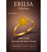 Sertifikalı İçsel Sessizlik Enerji Yüzüğü – Sarı Akik Taşı Ayarlamalı Gold İnce Başak Oğlak Burcu (Çok Renkli)