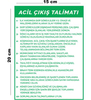 Metal Acil Çıkış Talimatı 15 cm x 20 cm Uyarı Levhası Yönlendirme Tabelası