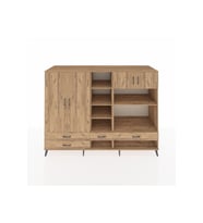 Kronos Dolap 12 Raflı 4 Çekmeceli 4 Kapaklı 220x59x163 Çam-Çam