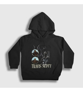 Presmono Unisex Çocuk Siyah Loop Astroworld Travis Scott Kapüşonlu Sweatshirt 42993tt