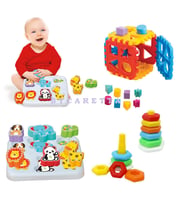 Sevimli Hayvanlar Bultak + Kuleli Halkalar + Puzzle Bultak Küp Eğitici Zeka Geliştirici Set (Karışık)