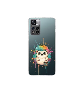 Xiaomi Redmi Note 11 Pro Plus 5G ile Uyumlu Splash Kirpi Tasarımlı Şeffaf Silikon Kılıf