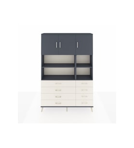 Arges Dolap 8 Raflı 8 Çekmeceli 3 Kapaklı 132x30x195 Antrasit-Antrasit/Aytaşı