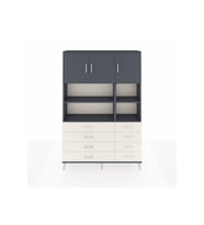 Arges Dolap 8 Raflı 8 Çekmeceli 3 Kapaklı 132x30x195 Antrasit-Antrasit/Aytaşı