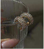 gold mini zirkon taşlı halka küpe