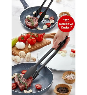 Maşa - 220 Dereceye Kadar Dayanıklı Yanmaz - Yapışmaz Plastik Izgara Maşası 30 Cm
