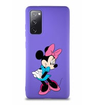 Samsung Galaxy S20 FE Soft Premier Kapak Minnie Mouse-F Tasarımlı Silikon Kılıf - Mor (Şeffaf)