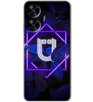 Realme C55 Kılıf HD Desen Baskılı Kılıf - Dark Neon Yaprak Ü Harfi