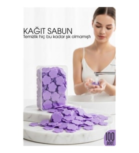 Parfümlü Elde Eriyen Kağıt Sabun - 100 lü paket Sihirli Sabun - Hijyenik Seyahat Kutusu 722443