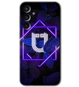 Galaxy S23 FE Kılıf HD Desen Baskılı Arka Kapak - Dark Neon Yaprak Ü Harfi