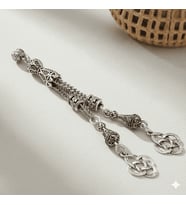 Kazaziye Temalı Foxtail Zincirli Çift Kamçılı Kararmaz Metal Püskül