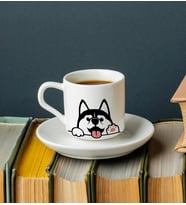 Sevimli Köpek Baskılı Türk Kahvesi Fincanı