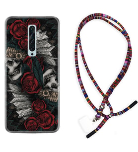 Oppo Reno 2Z 4 Lite 4 Pro 5 6 7 A31 Kılıf Boyun Asklı Rasta Silikon Skull Rose 1673