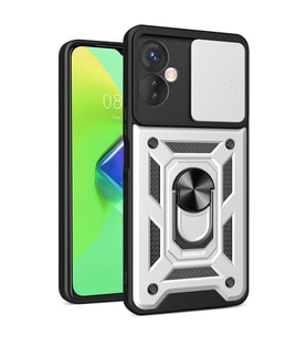 İnfinix Hot 30 4g Kılıf Pars Lens Yüzüklü Silikon - Gümüş