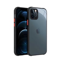 Uyumlu Model Apple iPhone 12 Pro Kılıf Kenar Renkli Sararmaz Şeffaf Kapak (Siyah)