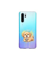 Huawei P30 Pro ile Uyumlu Splash Köpek Tasarımlı Şeffaf Silikon Kılıf