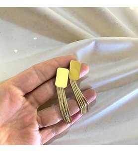 Lorivelle VIP Püsküllü Zincir Sallantılı Çelik Küpe 14K Altın Rengi Kararmaz