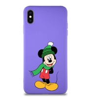 Apple iPhone XS Max Soft Premier Kapak Mickey Mouse-G Tasarımlı Silikon Kılıf - Mor (Şeffaf)