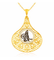 Gümüş Gold Tuğra Bayan Kolye