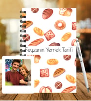 Kişiye Özel Yemek Tarifi Tasarımlı Ahşap Defter Kalem & Instagram Çerçeve Hediye Seti