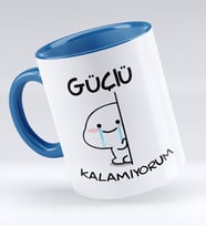 Bk Gift Güçlü Kalamıyorum Tasarımlı Mavi Kupa Bardak - Model 1
