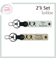Şampiyon Ruhu Taşıyan, Kırmızı Boks Eldiveni Desenli, Kişisel Anahtarlık Takımı, Beyaz-Sütlü Kahve