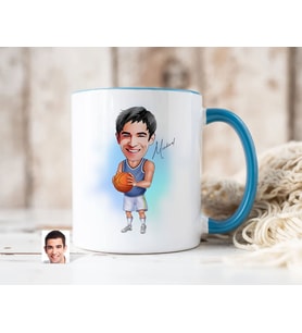 Bk Gift Kişiye Özel Basketbol Karikatürlü Mavi Kupa Bardak-6, Sevgiliye Hediye, Arkadaşa Hediye