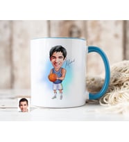 Bk Gift Kişiye Özel Basketbol Karikatürlü Mavi Kupa Bardak-6, Sevgiliye Hediye, Arkadaşa Hediye