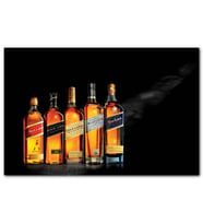 Cakatabloo Siyah Deri Arkaplan Johnnie Walker Tahıl Suyu MDF Tablo