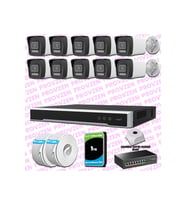 Provzen Hikvision 10 Kameralı IP 1080P ColorVu Güvenlik Kamerası Mikrofonlu Olay Anında bildirim