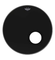 REMO P3-1022-ES-DM Powerstroke 3 Ebony Bas Davul Derisi (Profesyonel - 22 İnç Ported)  Ebony (Siyah) Finish, Kenar Kontrol Halkası, Mikrofon Kullanımı İçin Fabrika Çıkışlı Delikli  Ölçüler: 22 İnç Çap