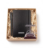 Kişiye Özel Modern Masaüstü Hediye Seti (Defter & Kalem & Newton Denge Topu 9x8 cm)