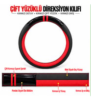 Fiat Strada Dikme Direksiyon Kılıfı Parlak Siyah Kırmızı Detaylı Kırmızı Çift Yüzük ve Dikiş 2002-2012