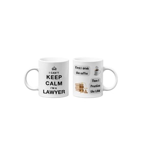 Avukat/Lawyer Hukukçu Temalı Hediyelik İkili Beyaz Seramik Kupa Seti-5-İKİLİ