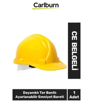 CE Belgeli Dayanıklı Ter Bantlı Ayarlanabilir Şantiye İnşaat İş Güvenliği Sarı Emniyet Bareti