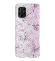 Xiaomi Mi 10 Lite Uyumlu Kapak Floral Pudra Tasarımlı Şeffaf Silikon Kılıf