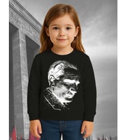 Unisex Ay Yıldızlı 19 Mayıs 29 Ekim 23 Nisan 10 Kasım Atatürk Çocuk 3 İplik Şardonlu Sweatshirt (Siyah)