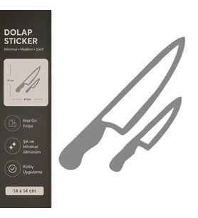 Bıçak Mat Gri Dekoratif Folyo Sticker 14x14 cm