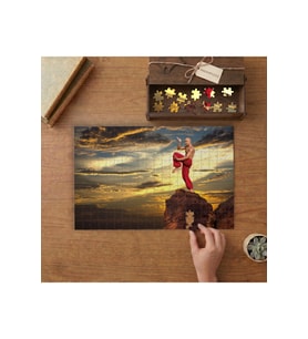 Günbatımında Aikido Sporu Yapan Adam Tasarımı 240 parça Ahşap Puzzle Ahşap Kutuda MP00178