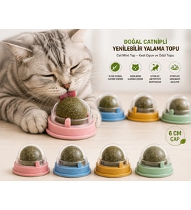 Doğal Catnipli Yenilebilir Kedi Nanesi Yalama Topu – 6 CM