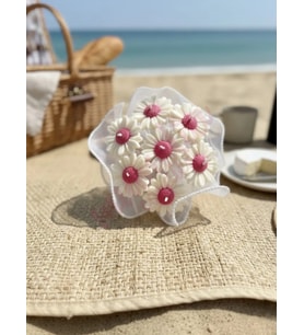 Kokulu Mum Buketi Kır Papatyası - Mumelia Candles Doğal Soya Papatya Tasarım - Beyaz