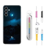 Samsung A23 A31 A32 A50 A51 A52 A53 A70 Kılıf Kablo Koruma Spiral Silikon Gece 1633