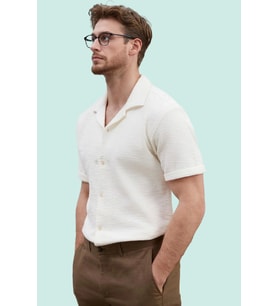 Erkek Regular Fit Kısa Kollu Dokulu Gömlek Rahat Günlük Yaz Hafta Sonu Stilin Buluştuğu Yer (Beyaz)