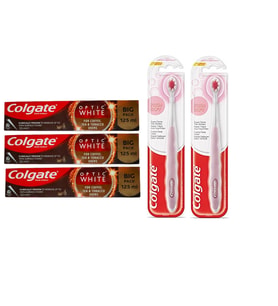 Colgate Optic White Kahve Çay ve Tütün Kullanıcıları Macunu 125Ml+Foamsoft Diş Eti Masajı Fırça 3+2 Adet