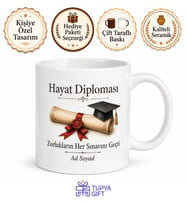 Diploma Tasarımlı Esprili Başarı ve Mezuniyet Hediyesi Kupa Bardak