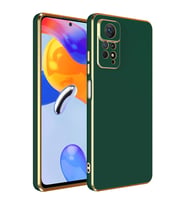 Xiaomi Redmi Note 12 Pro 4G Kılıf Kenarları Gold Kamera Korumalı Renkli Pastel Silikon Koyu Yeşil BARK (Koyu Yeşil)