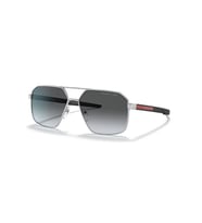 Prada Ps 55ws 1bc06g 60 Linea Rossa Erkek Geometrik Gümüş Metal Güneş Gözlüğü