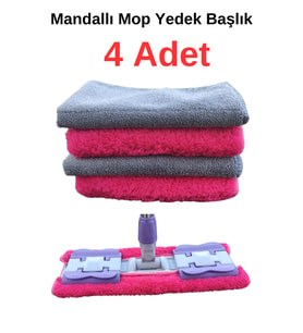 Mandallı Mop Yedek Bez Başlık 4'lü, pratik temizlik seti