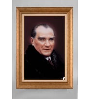 Altın Varaklı Paspartulu Çerçeveli Atatürk Tablo sd692