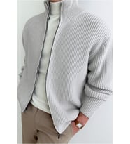 Erkek Dik Yaka Fermuarlı Slim Fit Triko Hırka